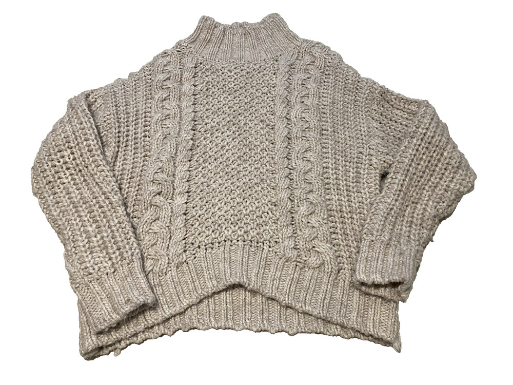 Universal Thread Chunky Cable Knit Sweater Size XS Ivory Y2K Cropped Preppy